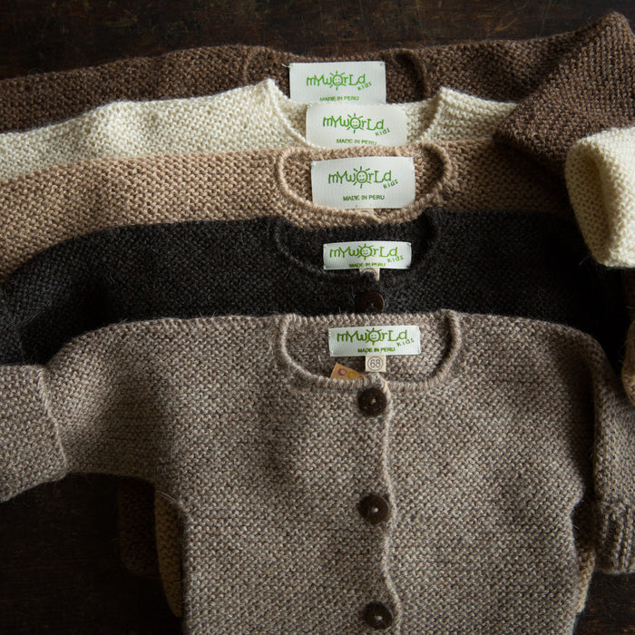 Baby Handknit Alpaca Cardigan - Brown