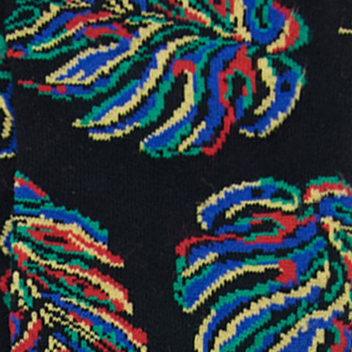 Black/Multi Monstera No Show Socks