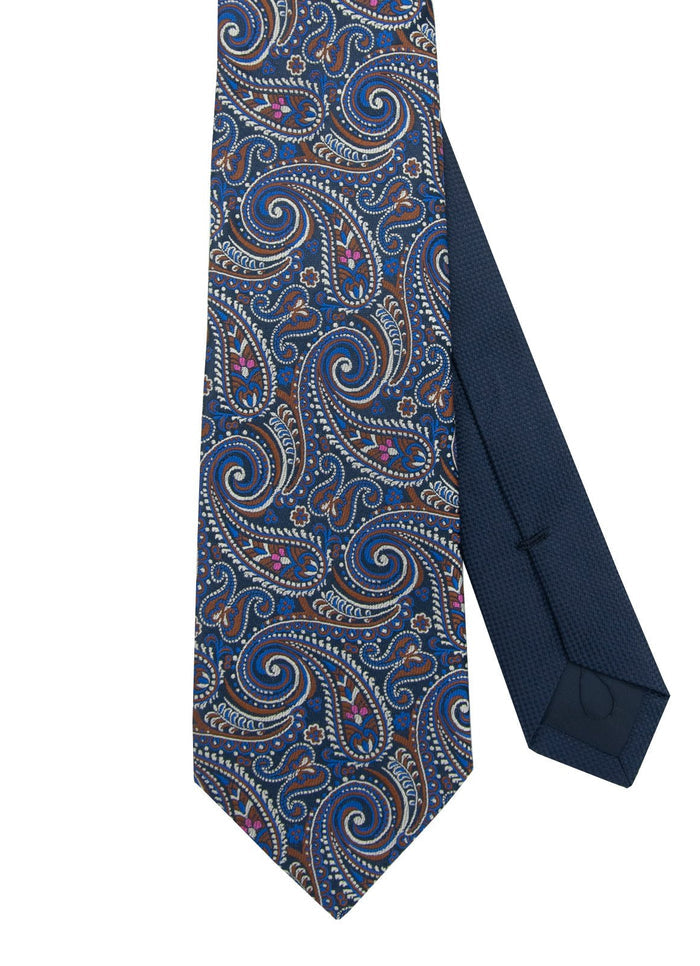 Blue/Brown Paisley Silk Neck Tie - 15134-83645 - Hammer Made