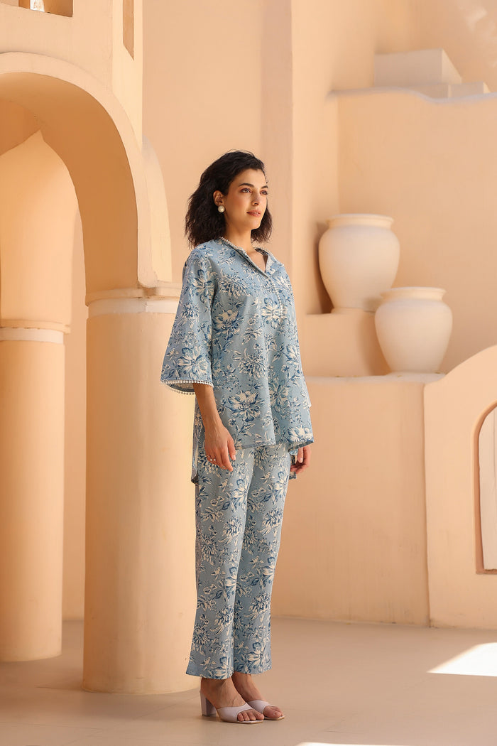 Cascade Blue Cotton Co-ord Set