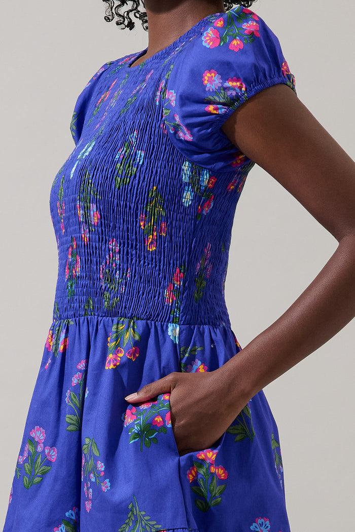 Clemen Floral Ansel Smocked Mini Dress