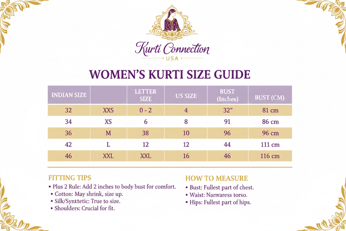 Women's Kurti Size Guide