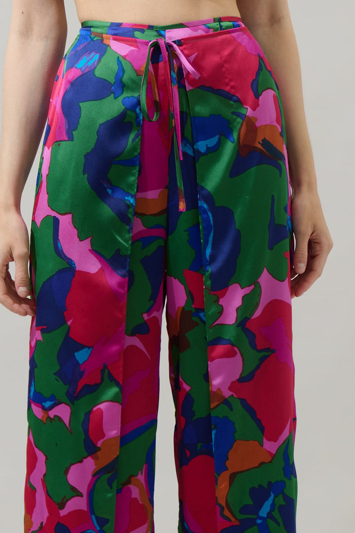 Evolet Floral Nature High Waist Wrap Pants