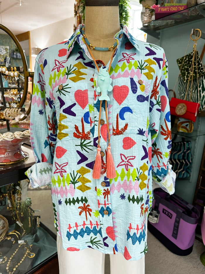 Ivy Jane TOP CAMP SHIRT LONG SLEEVE