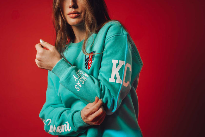 KC Current Graphic Sleeve Teal Fleece