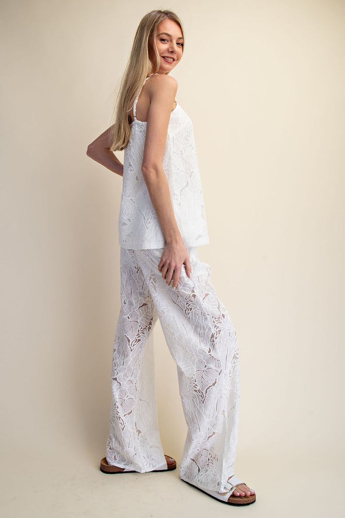 Lace Breeze Relaxed Top & Wide Leg Pants Set