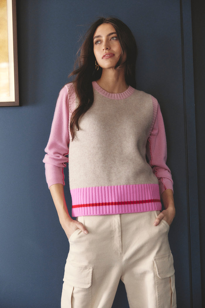 Lexington Merino Cashmere Vest In Beige
