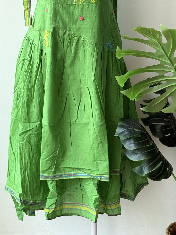 Light green emb layered cotton gown