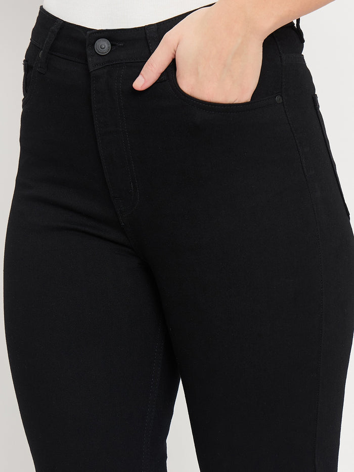 Madame Black Cotton Straight Fit Jeans