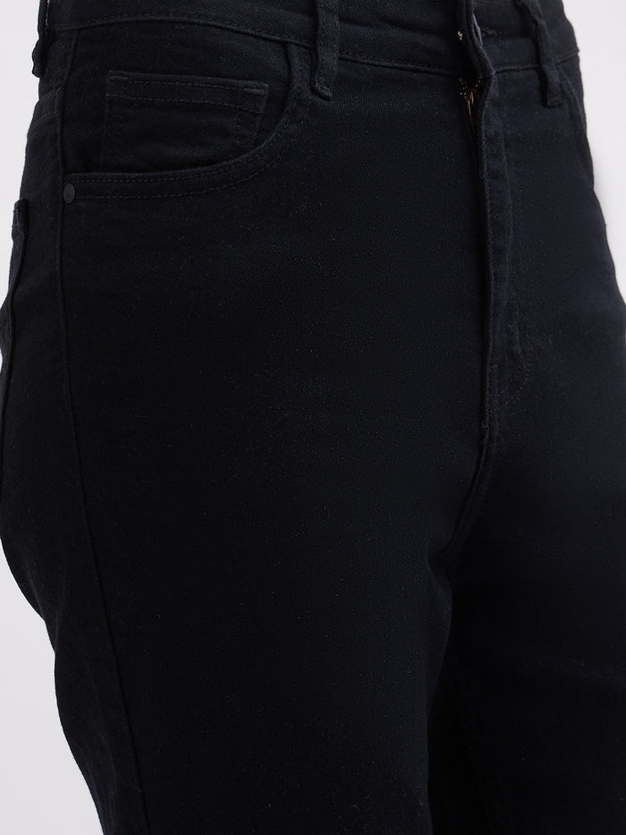 Madame Black Flared Fit Cotton Jeans