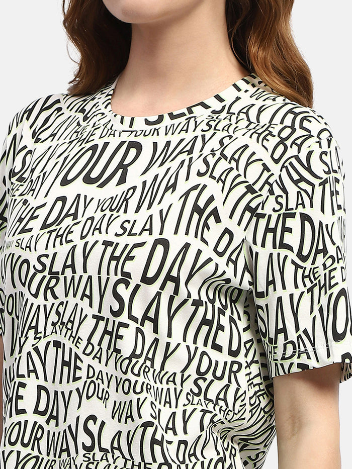 Madame Typography White Regular T-Shirt