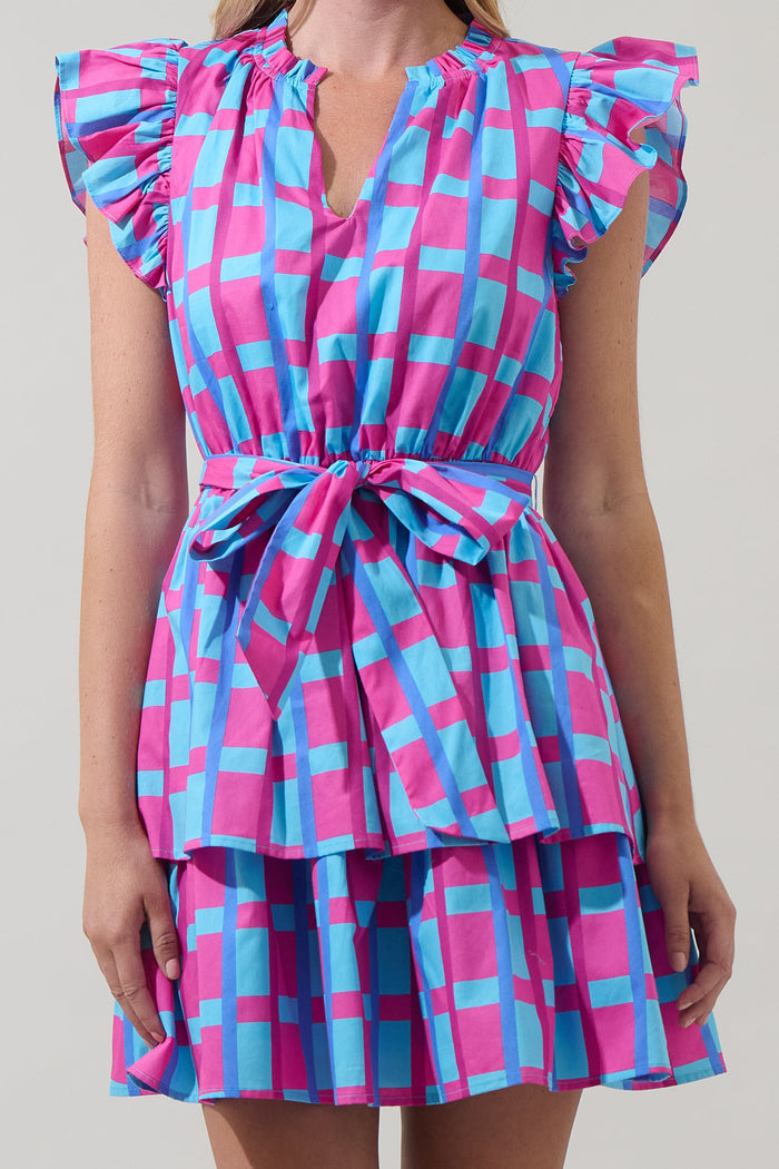 Marvy Checker Emie Ruffle Mini Dress