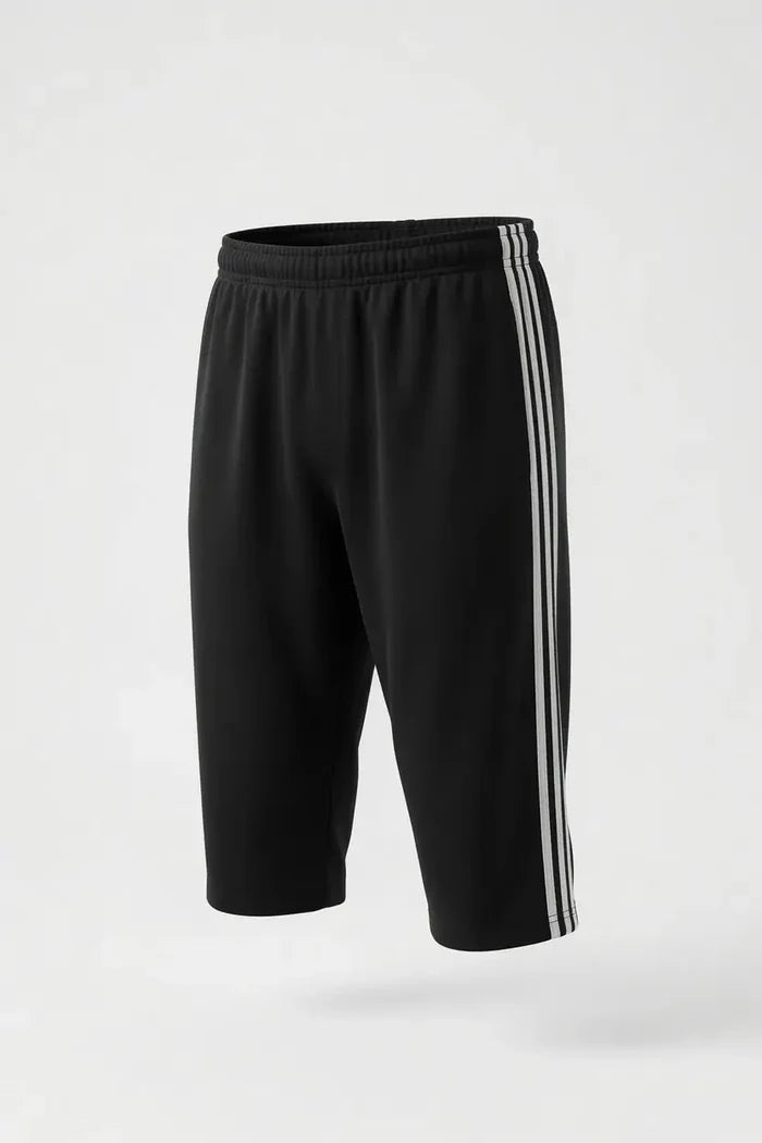Men's Single Jersey Cotton Three Quarter Shorts Black Regular Fit - Hinz Clothing