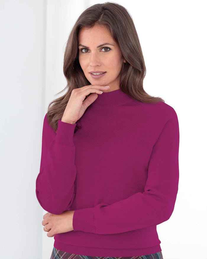 Merino Wool Turtle Neck Jumper - Mulberry - The Classic Boutique