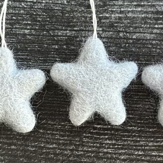 Morning Blue Felted Wool Star Ornament