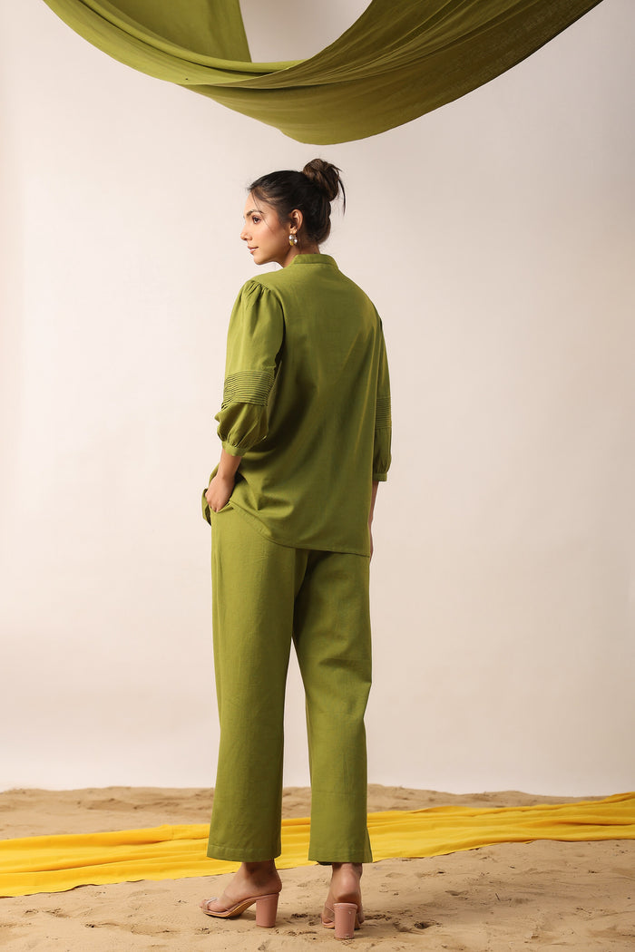 Moss Green Cotton Flex Co-ord Set