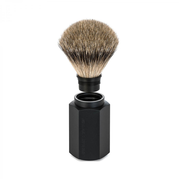 MÜHLE Hexagon Graphite Silvertip Badger Shaving Brush, Detail