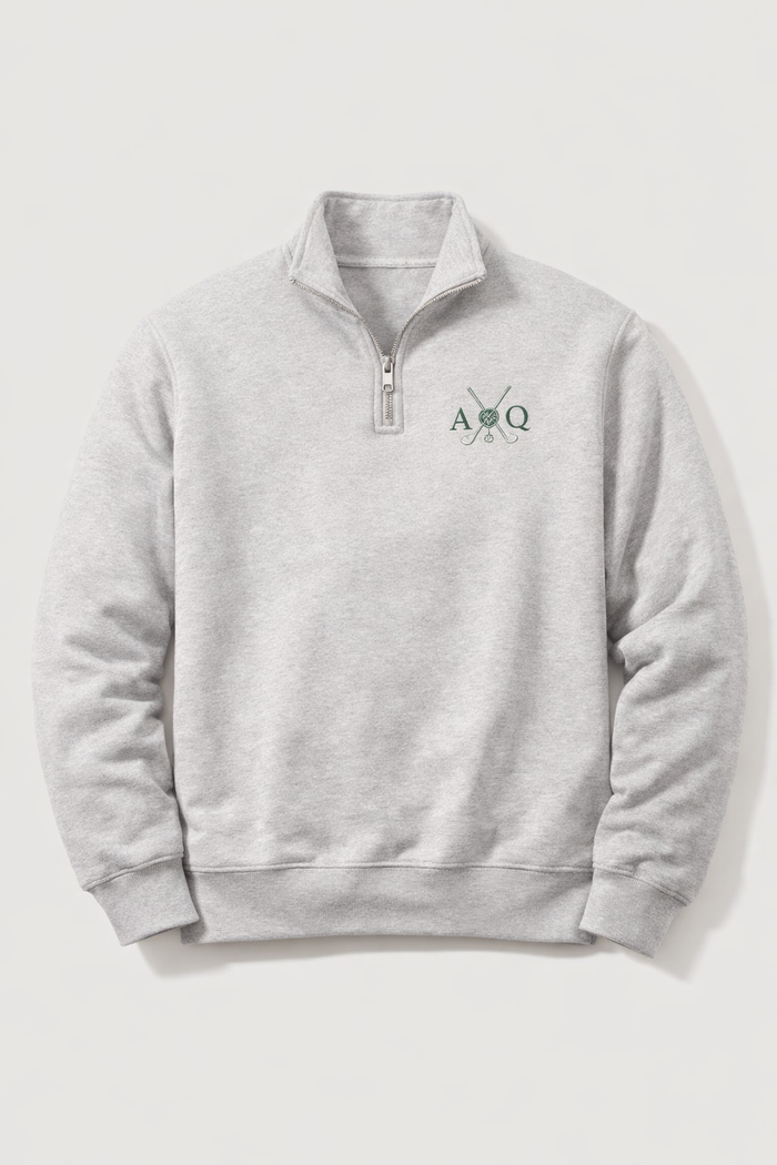 Light Grey Golf Quarter-Zip with custom initials