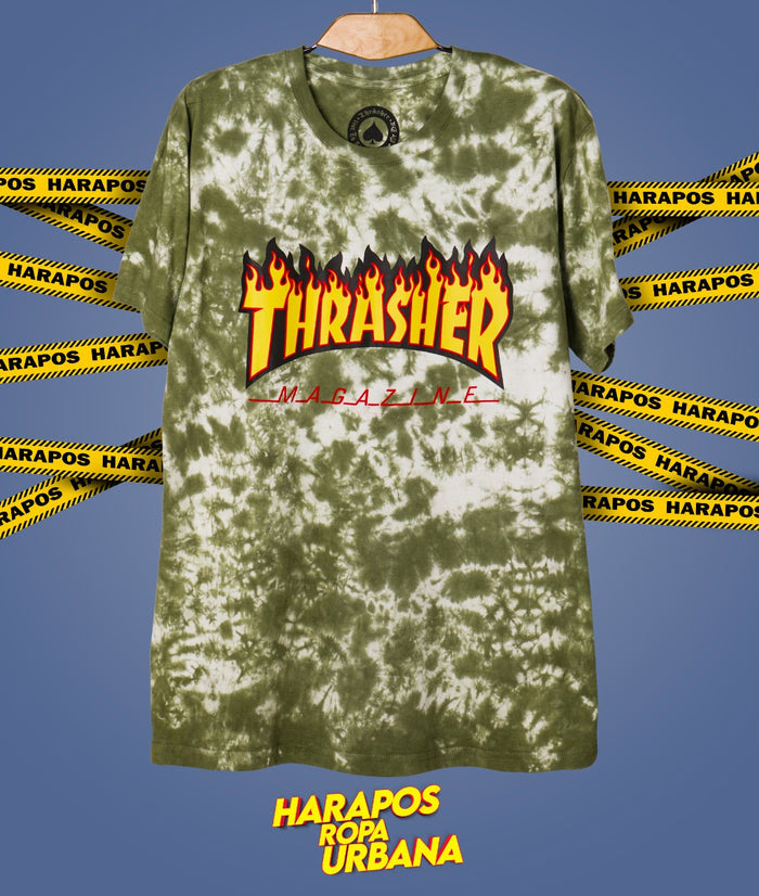 Polera thrasher verde camuflado