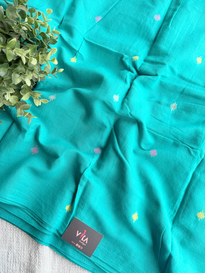 Rama green pure Jamdhani fabric