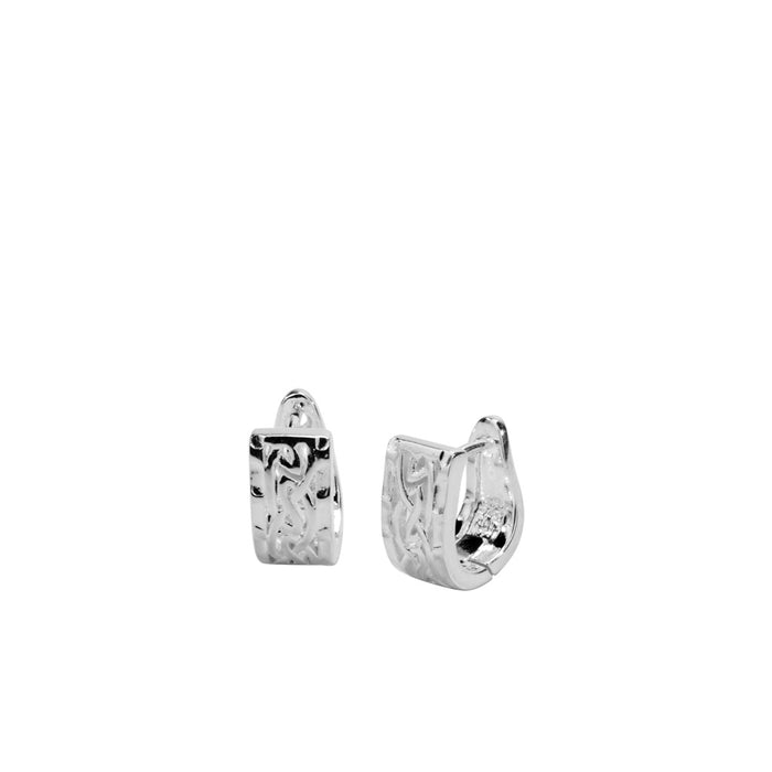 Silver Window to the Soul Celtic Eternity Huggie Earrings
