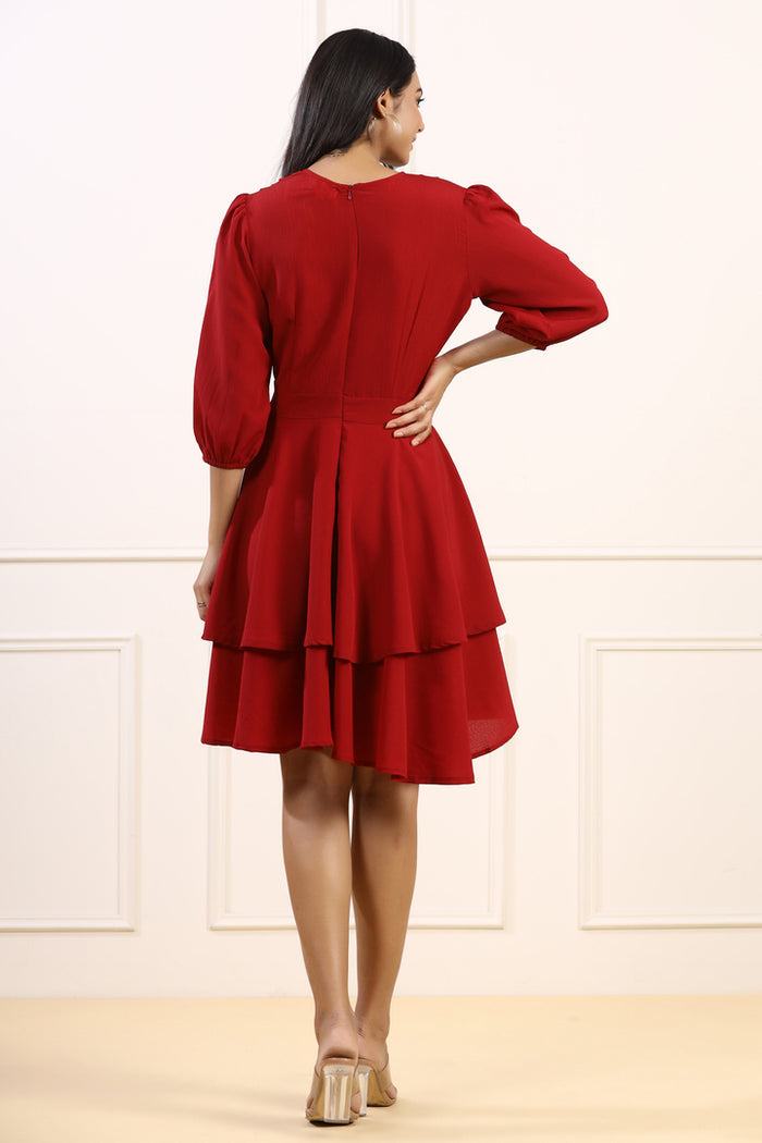 Valentino Mini Maroon Cotton Dress