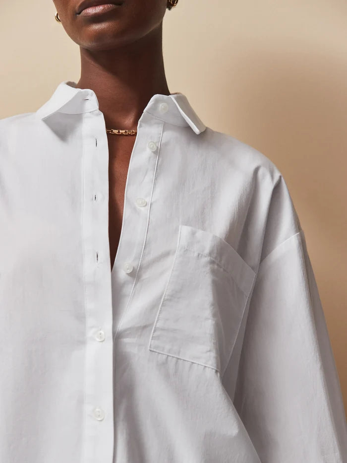 White Cross Over Back Cotton Shirt