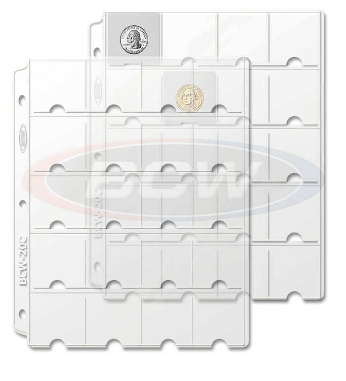 20-Pocket Vinyl Pages with Thumb Cut - Coin & Currency Pages - Hobby Master - hobbymasterstore