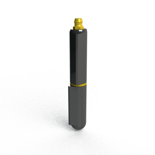 Steel weld-on hinge with brass pin and grease fitting