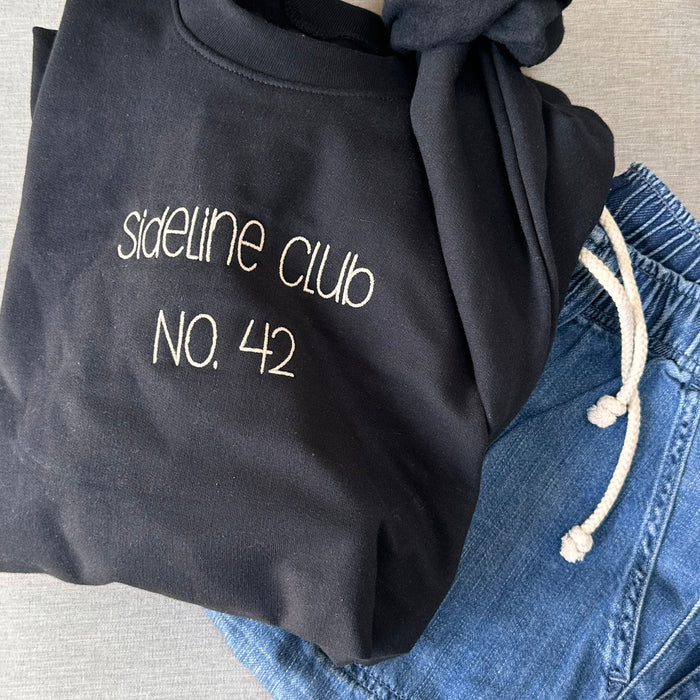 Personalized Soccer Mom Sweatshirt — Sideline Club Player Number Embroidery