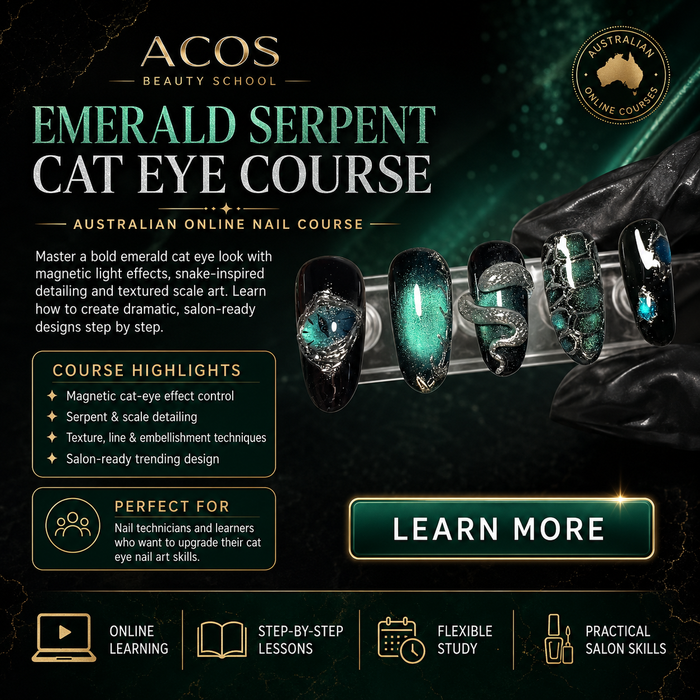 Emerald Serpent Cat Eye Course - master a bold emerald at eye look with magnetic light effects, snake-inspired detailing and textured scale are.