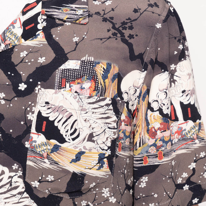 Aloha Shirt - Skeletons - Dark Grey by Naked & Famous Denim