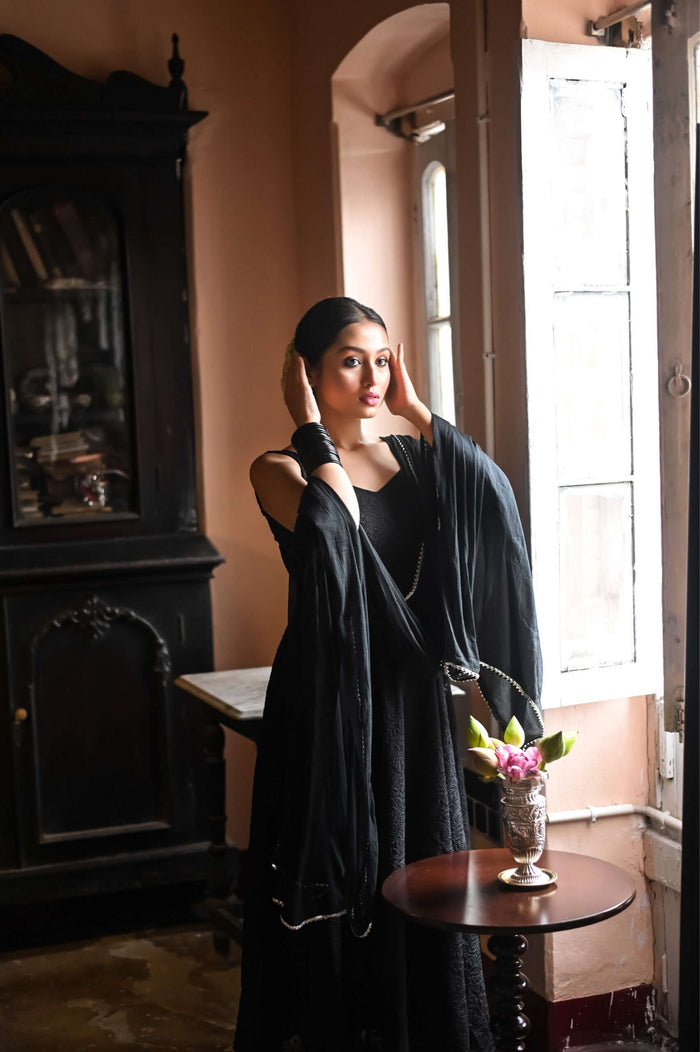 Anarkali Black Dupatta