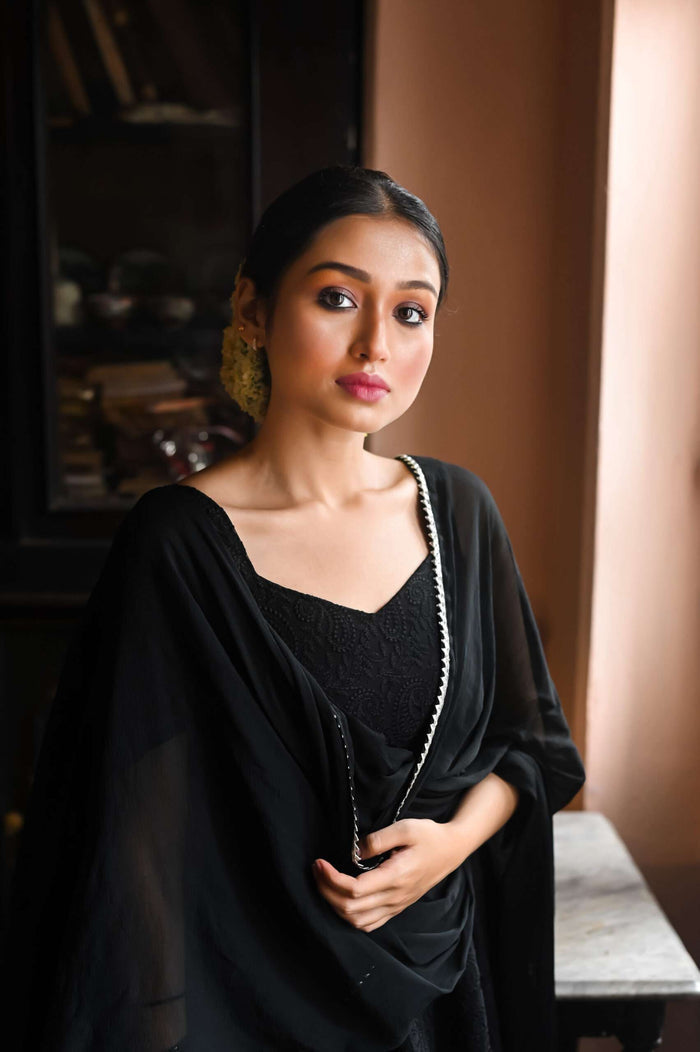 Anarkali Black Dupatta
