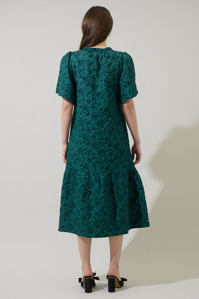 Arielle Jacquard Floral Ely Midi Dress