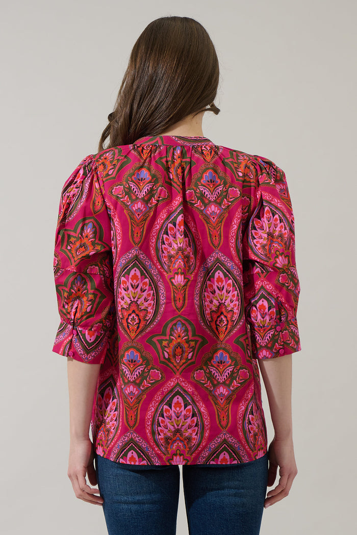 Azura Paisley Irina Split Neck Top