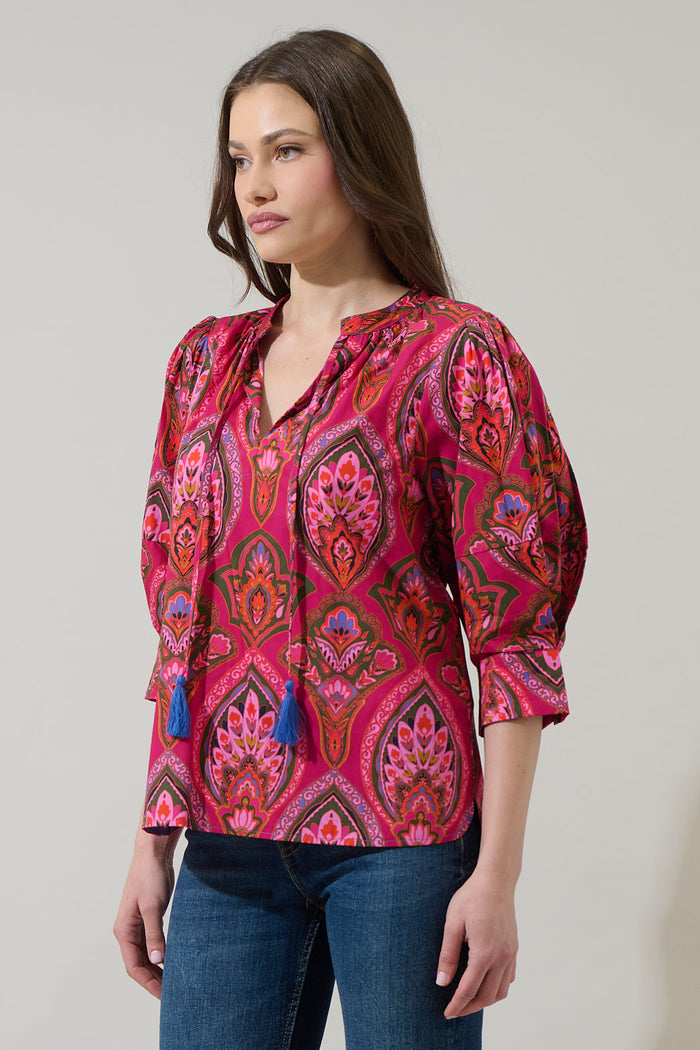 Azura Paisley Irina Split Neck Top