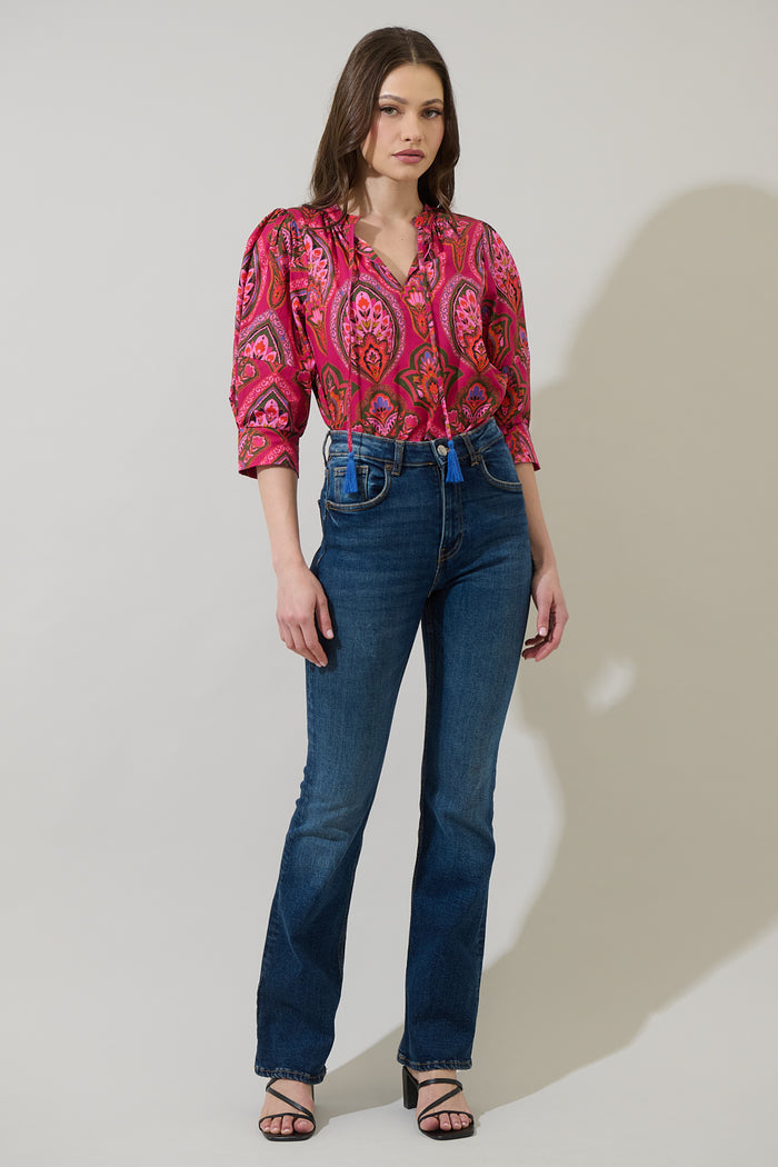Azura Paisley Irina Split Neck Top