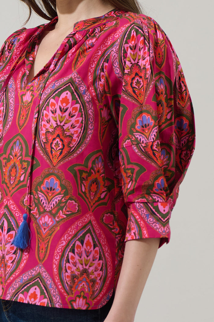 Azura Paisley Irina Split Neck Top
