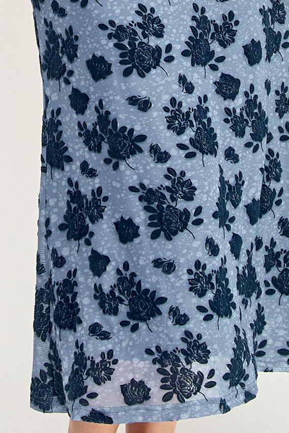 Azure Midi Dress - Mermaid Velvet Tie Die Cowl
