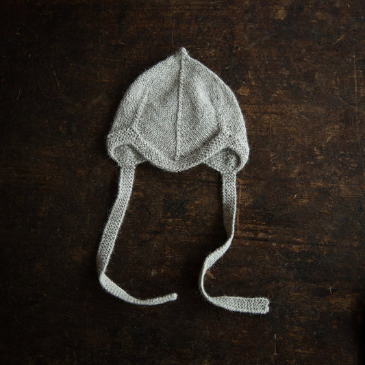 Baby Handknit Alpaca Bonnet - Light Grey