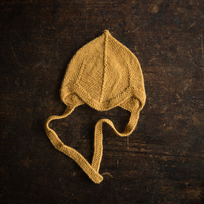 Baby Handknit Alpaca Bonnet - Mustard