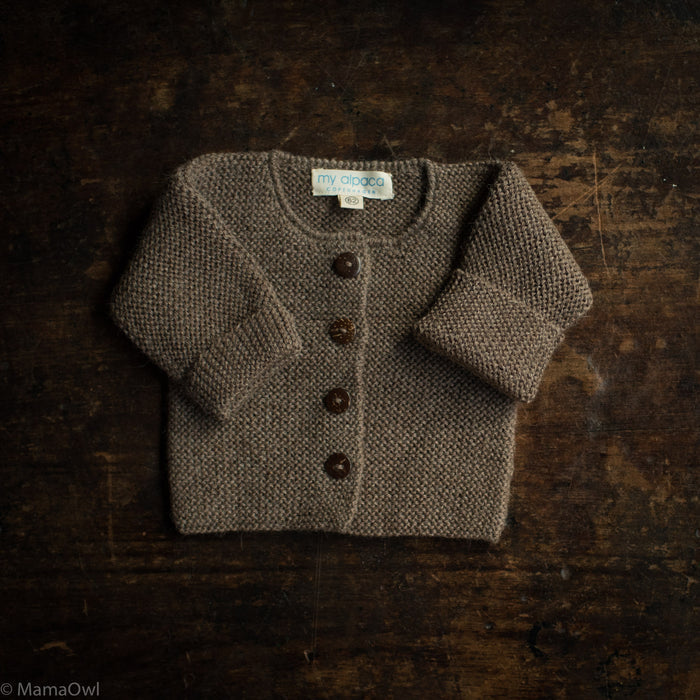 Baby Handknit Alpaca Cardigan - Brown