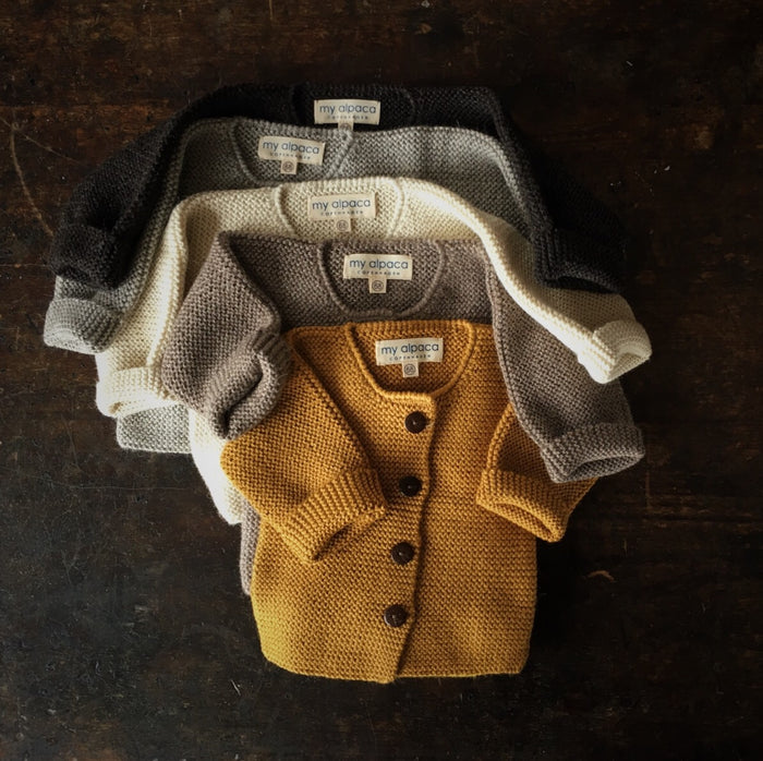 Baby Handknit Alpaca Cardigan - Light Grey