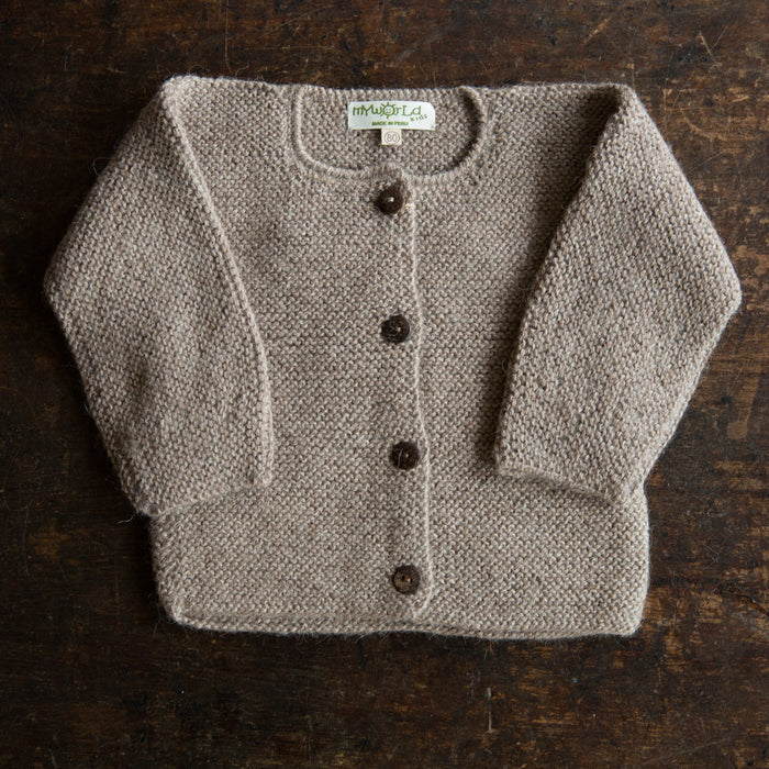 Baby Handknit Alpaca Cardigan - Oatmeal