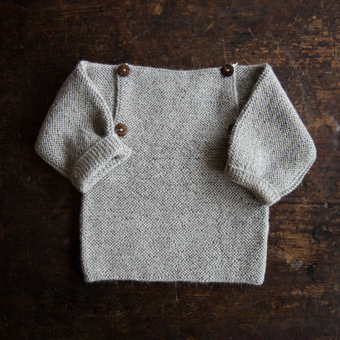 Baby Handknit Alpaca Sweater - Light Grey