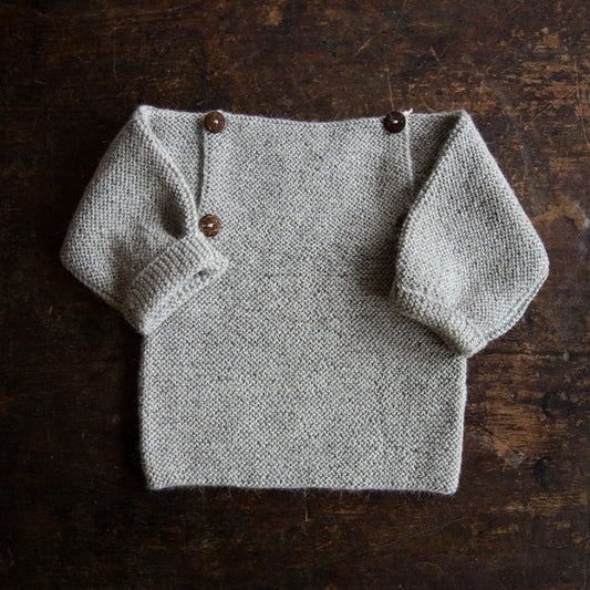 Baby Handknit Alpaca Sweater - Light Grey