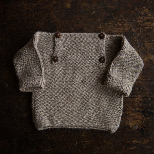 Baby Handknit Alpaca Sweater - Oatmeal