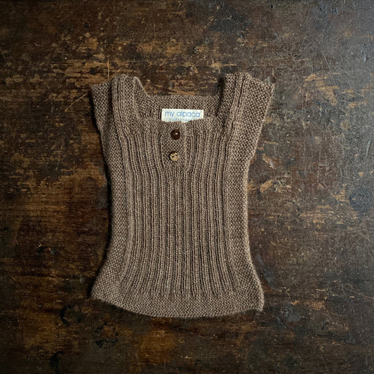 Baby & Kids Handknit Alpaca Rib Vest - Brown