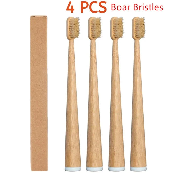 Bamboo Boar Bristle Toothbrush Set